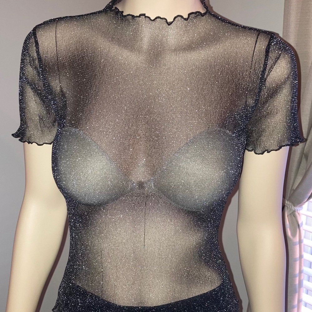 Sparkly Black Mesh Shirt